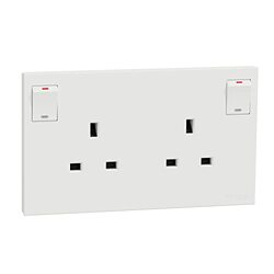 Schneider Electric Avataron C Switched Socket E87T25_WE, 2 Gangs, 13A White 250 V